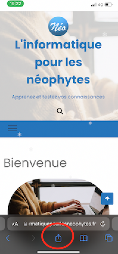 ajouter site web en raccourcis iPhone