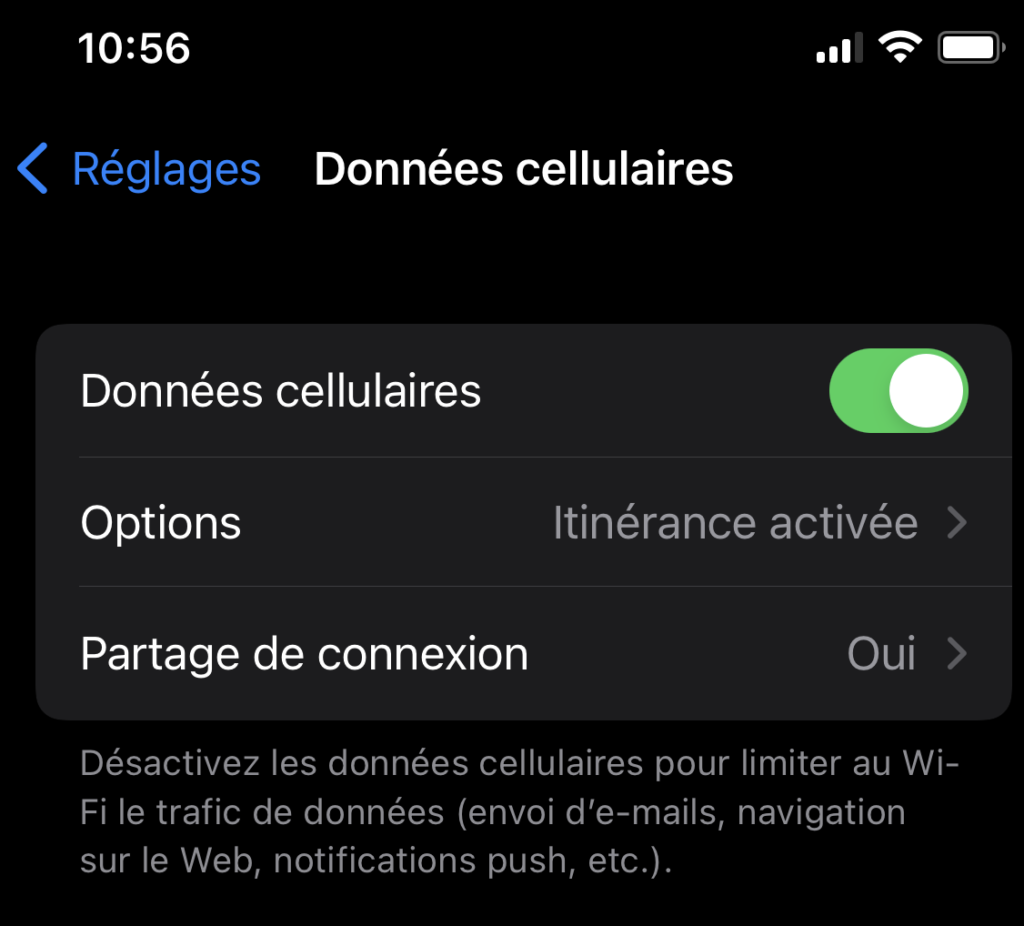 Données cellulaires activées