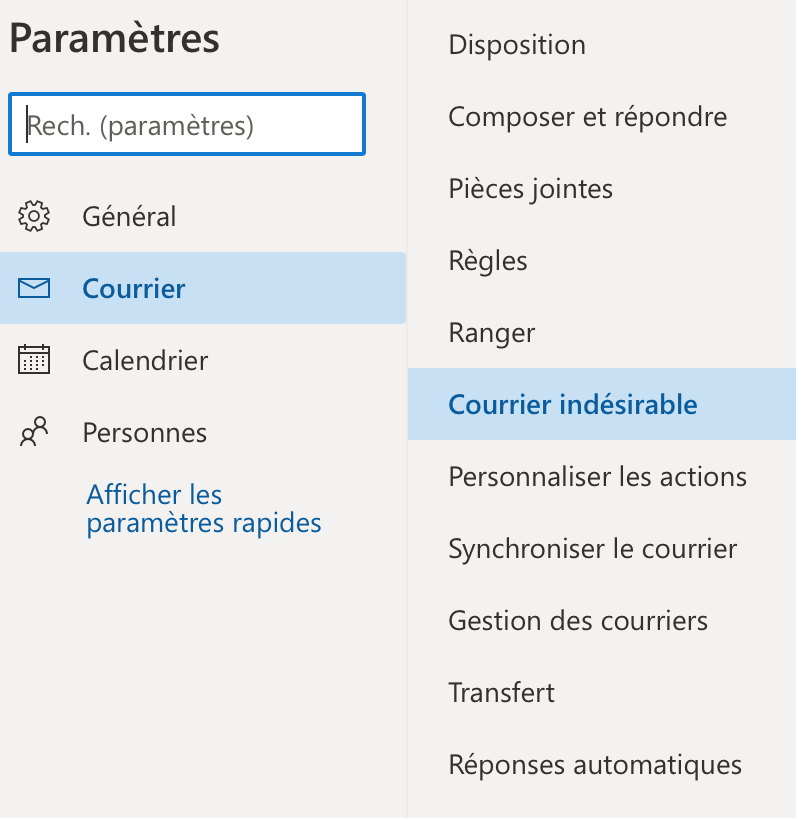 Courriers indésirables (spams)